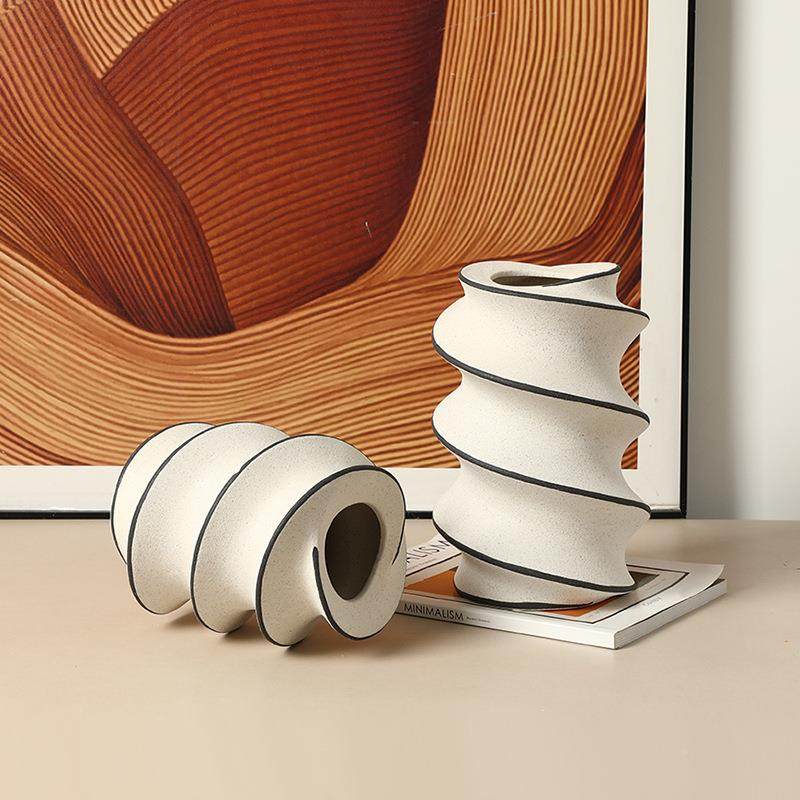 桌现代VLC侘寂旋抽墅象艺术手绘陶瓷转花瓶售楼处别餐装饰柜创意