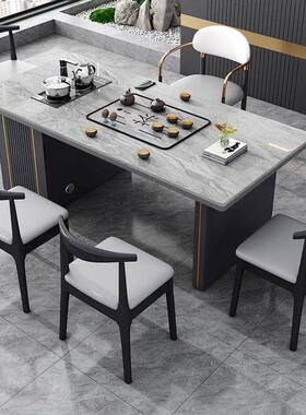 岩板茶桌椅组合台现代简约办客公家茶小户型厅用轻XLX奢茶桌小茶