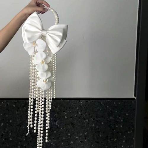 手捧花领证花形束新道拍娘厂家直供婚礼假花手提珍珠环手捧花照具