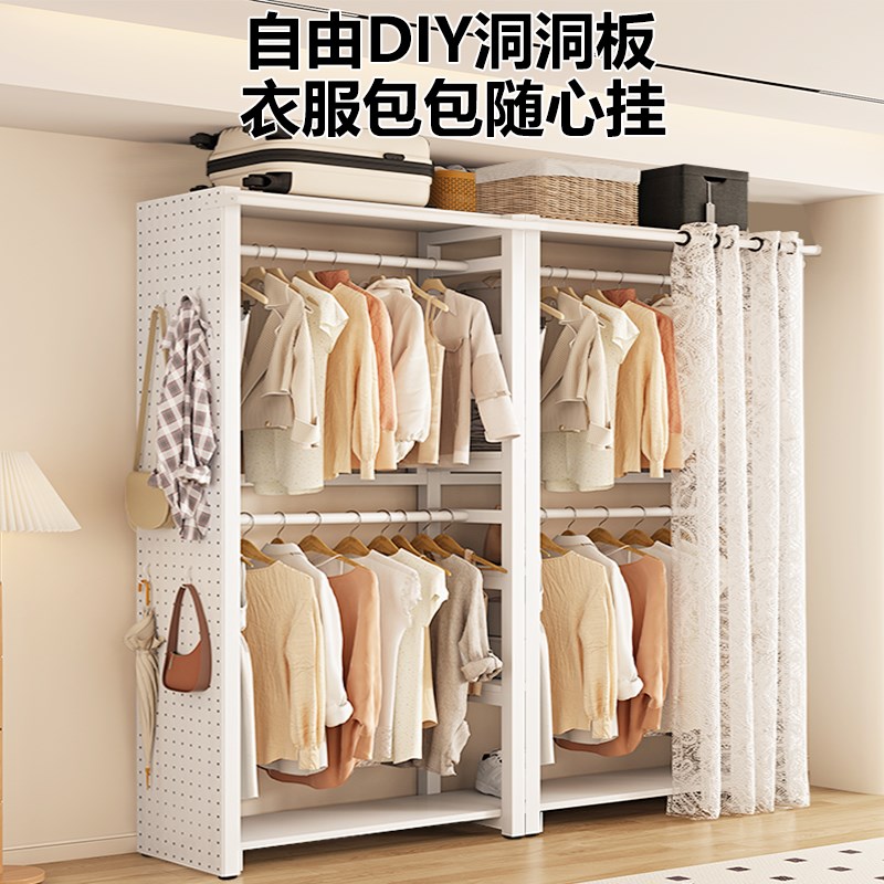 儿童衣柜卧室家用简易组装布衣柜出租房H用衣帽间收纳金属铁皮衣