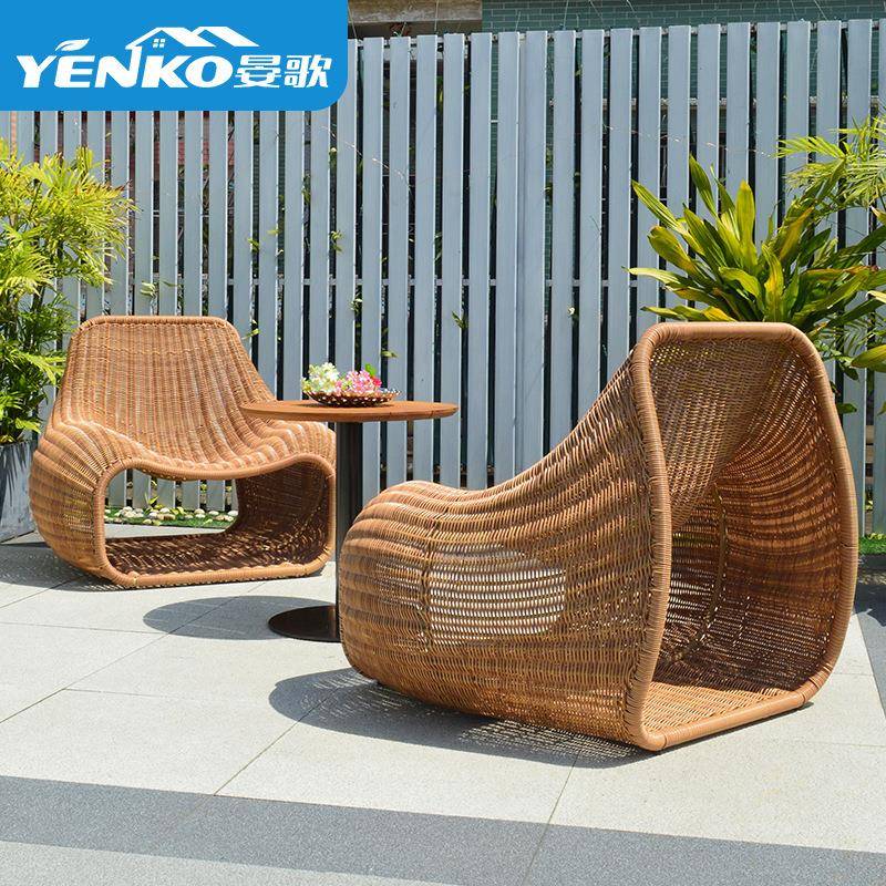 北欧户2-27）外藤编闲人沙发椅酒花店民宿设计师休别墅园庭单院藤