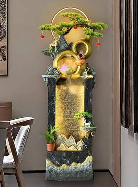 新中式假财tb-68028山流喷泉室内客厅玄关办水公室屏饰风造景装会