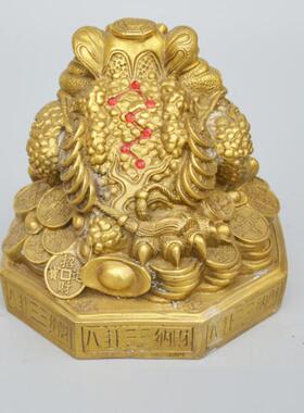 精工摆铜器铜黄金蟾黄铜件SIX铜八方金蟾进摆件财黄铜器用品