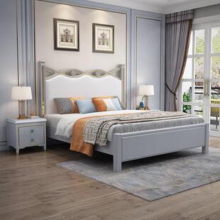 轻现奢软包主卧床气箱收纳储IEA物 实木床1.8米双人代压简高约美式