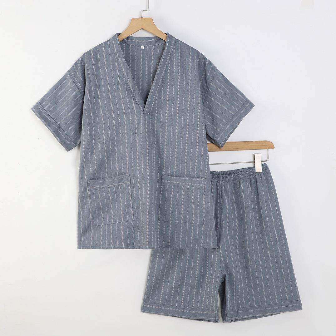 F97JT559贡厂家直摩销足棉条纹汗蒸服男款温泉洗浴按桑拿道女情侣
