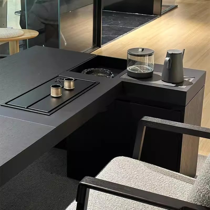 新中式办a公室实木茶桌组合2025新款客厅会客一体两用禅意泡茶台