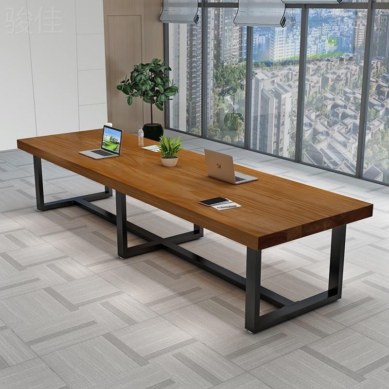 8V实木会议桌简约大板桌办公室长条桌培训L洽谈桌椅办公桌工作台