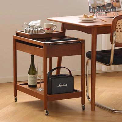 家用小户复型古实木边几欧移动小推车北中古沙发可茶几置96635物