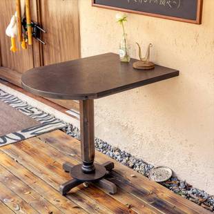 AAE实多木复拼古靠墙桌民半圆桌椭圆长桌宿奶茶店咖啡桌茶桌可接