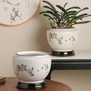 高大颜值口径陶瓷花花盆新中式家居桌面绿植602玉兰盆景盆装饰号