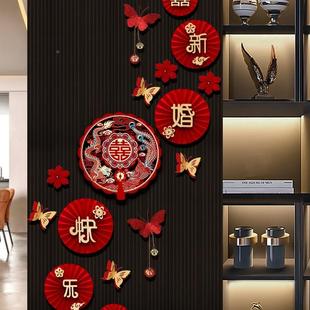 婚房布置装 女方楼梯房拉间花婚大气 F9696675饰卧室结喜挂字饰套装