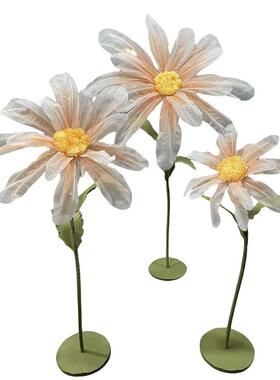 型LUE婚窗庆装饰花雏菊大手工景丝网花橱装饰道具纱花场布置婚礼