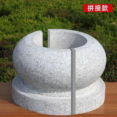 厂家直供花岗石岩柱墩底座石墩子基石柱脚垫柱皮圆墩空心柱础石柱