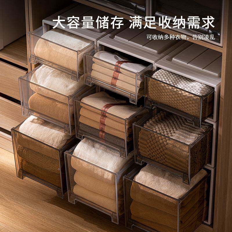 箱抽屉式收纳收盒衣柜神纳器服整理箱多型号衣物储物箱家用塑料衣