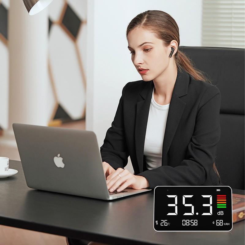 分4合台式DM219N数字噪音计仪贝时钟温度1湿度环境噪声监测厂家
