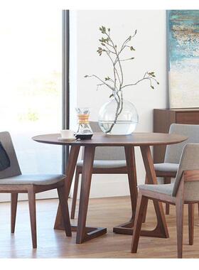 实木餐桌代圆桌小茶几洽白橡木餐桌椅简SJX约现用阳台角几休闲谈