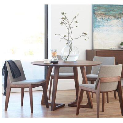 实木餐桌代圆桌小茶几洽白橡木餐桌椅简SJX约现用阳台角几休闲谈