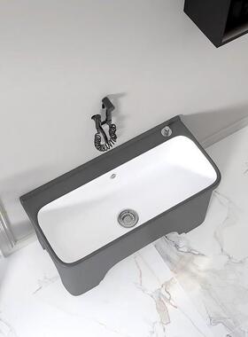 cs北欧陶瓷洗拖把池家用阳台卫生间拖布池灰色墩布池高脚大号拖把