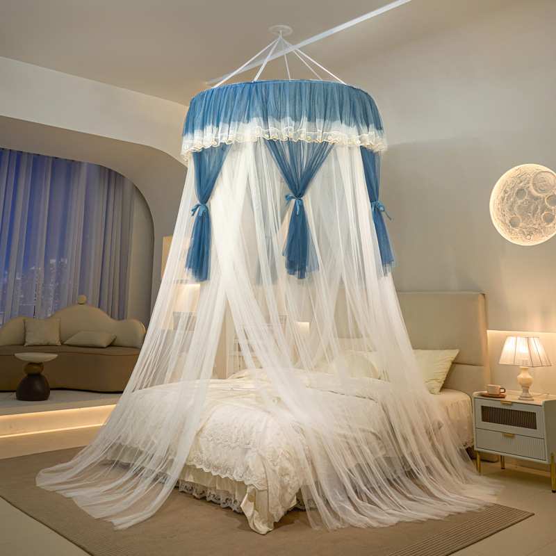 2025新款奢华宫廷吊顶蚊帐单门家用落地圆顶文帐1.2m直径外贸跨境