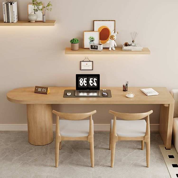 实木客厅大长书桌茶桌一体小户型双人电脑桌工作台家用阅读学习桌