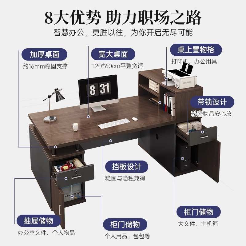 办公桌员工位办公室桌椅组合简约现代老板桌单人工位台式电脑桌子