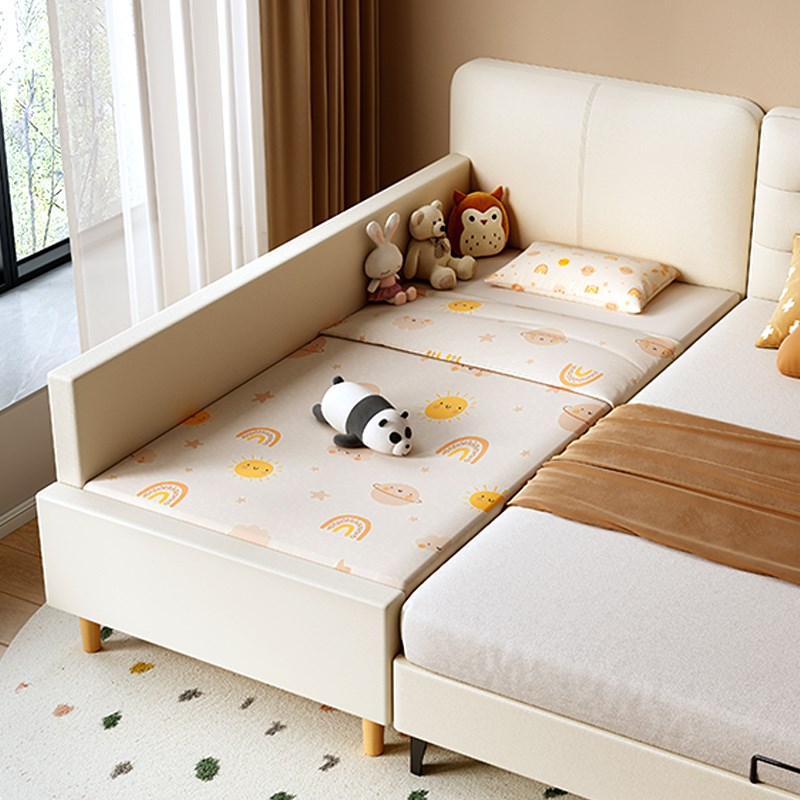 实木儿童床孕婴可用带护栏软包加宽拼接大床宝宝婴儿床可定制尺寸