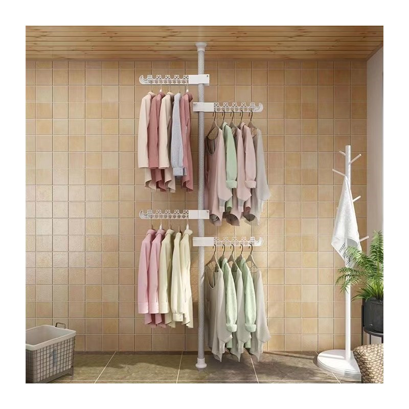顶天立地晾衣架家用落地衣架卧室房间落地挂衣架网红款阳台晾衣架