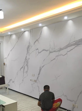 仿大理石壁布现代简约墙纸背景墙壁画网红电视墙壁U纸客厅影视墙