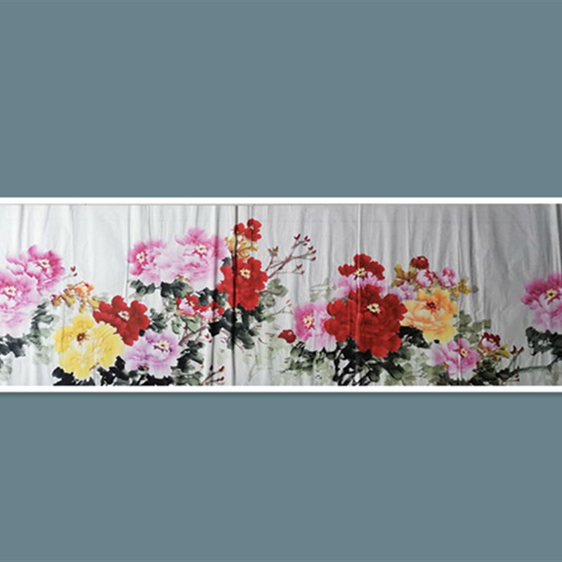 纯手绘国画国色天香中式客厅牡丹装饰画沙发背景墙办公室客厅挂画图片