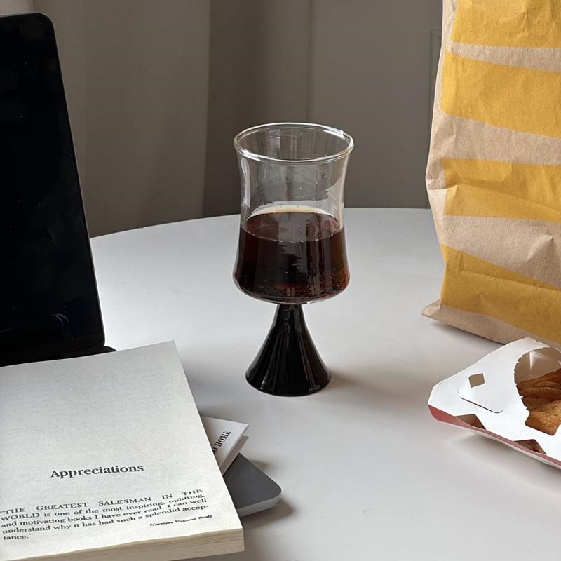 中古喇叭红酒高脚杯法式玻璃水杯家用耐热咖啡杯子 甜酒杯香槟杯