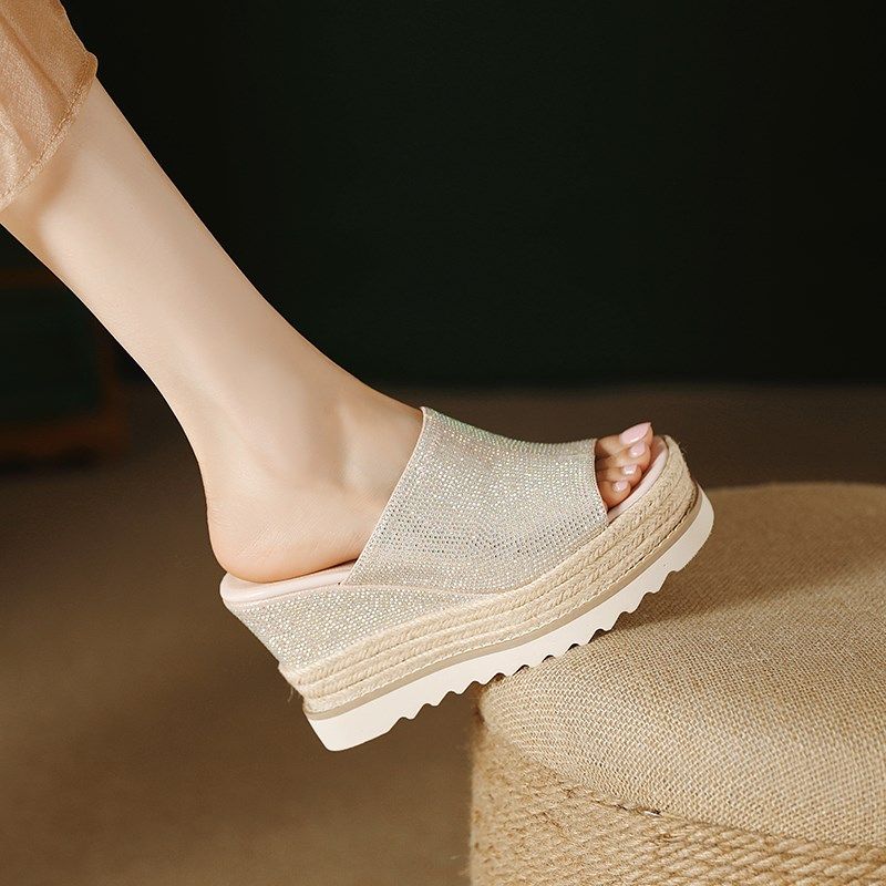 厚底松糕坡跟凉拖鞋女夏季外穿2024新款时尚防水台鱼嘴高跟一字拖,女鞋,一字拖,淘宝优惠券,粉丝福利购,淘宝优惠卷