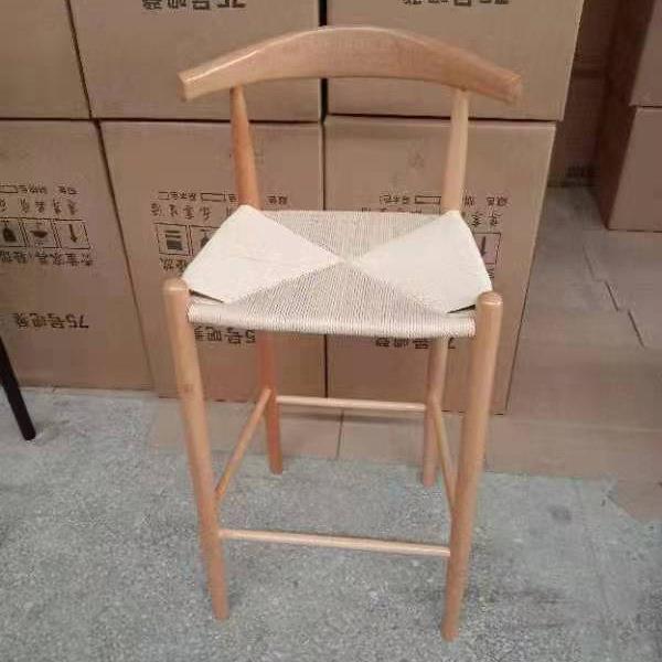 牛角高吧椅北欧餐桌椅椅子现代简约餐椅餐厅靠背椅家用木椅子实木