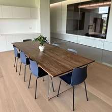 复古系办公会议桌商用家用深色拉丝实木长方形设计款长桌