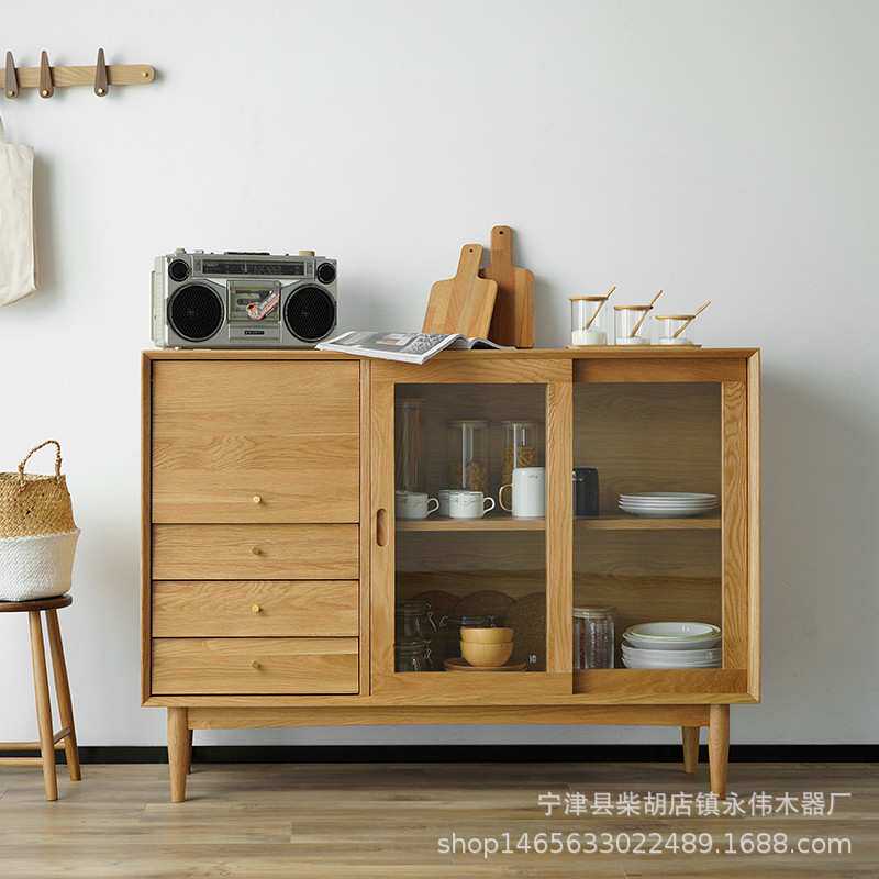 厂家直销白橡木家具现代简约厨房储物柜樱桃木橱柜北欧实木餐边柜