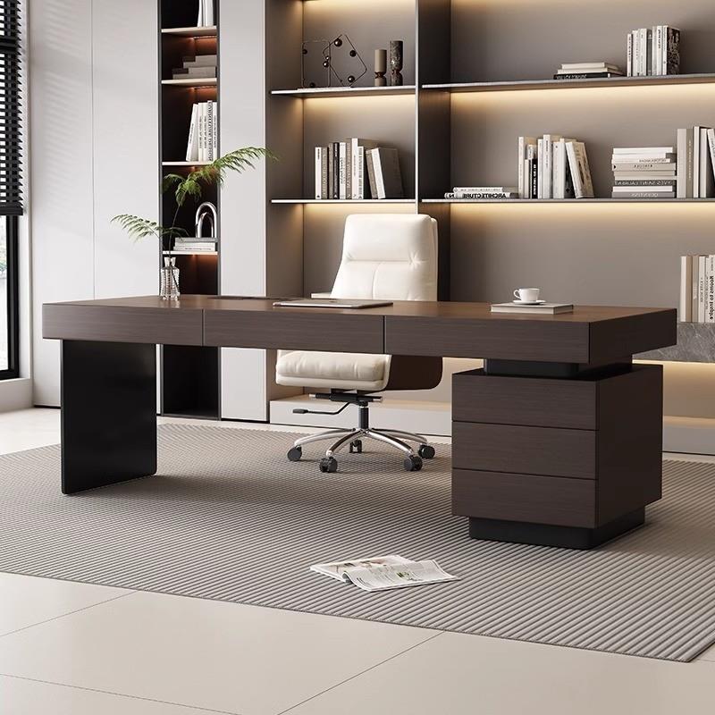 意式极简办公桌家用高档书房书桌椅组合轻奢现代简约设计师电脑桌