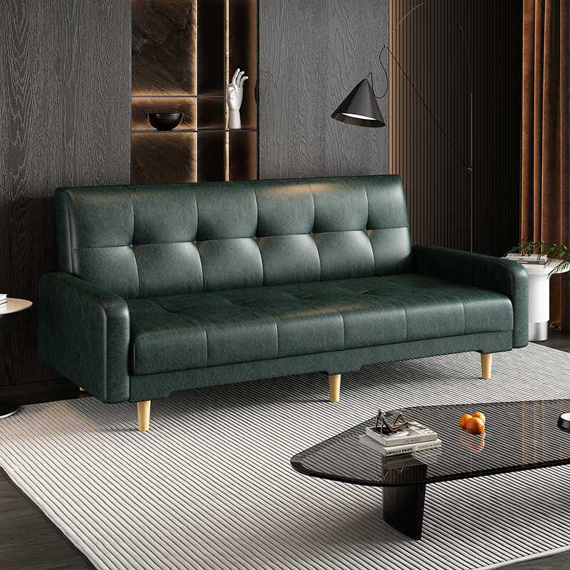 租房民宿三人位沙发懒革PU皮艺小户型折叠沙发床两用客厅公寓