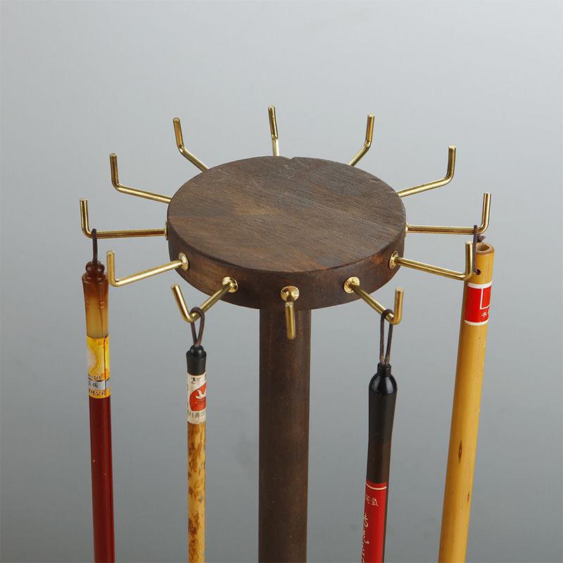 胡桃色笔挂复古桌面摆件书法挂架收纳展示置物架学生成人毛笔支架