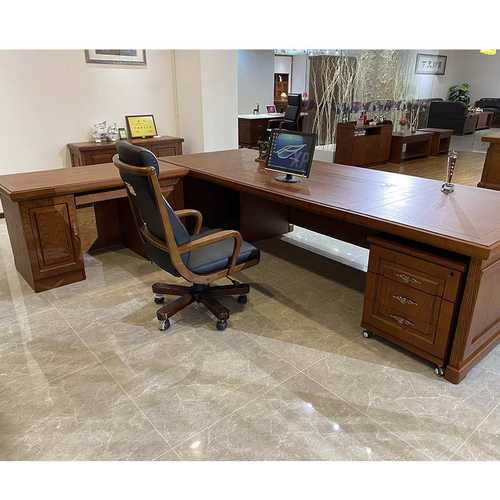 大气老板桌中式办公桌经理办公室总裁桌大班台实木皮班台BT3208