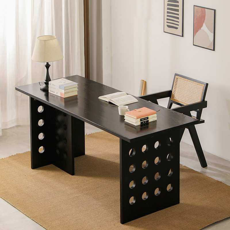 轻奢现代简约大师设计款白蜡木家用办公室书桌长方形樱桃木洞洞桌