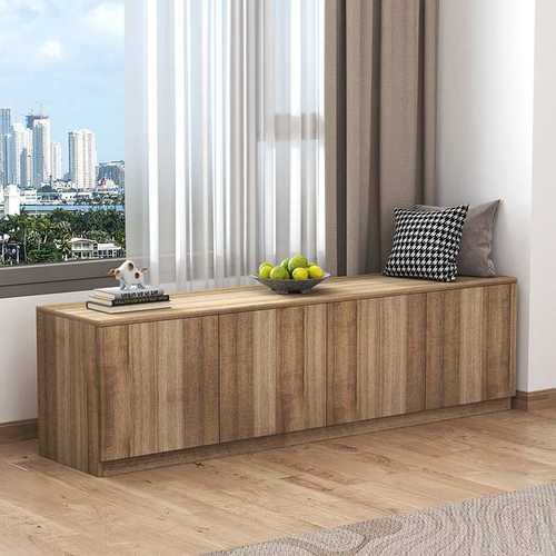 实木阳台柜子储物柜家用可坐阳台收纳置物柜大容量地柜矮柜飘窗柜