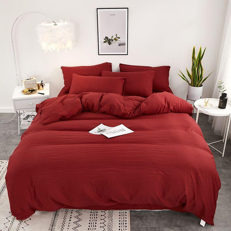 可水洗棉床上四件套床上用品被套三件套被罩双人单人被套单件