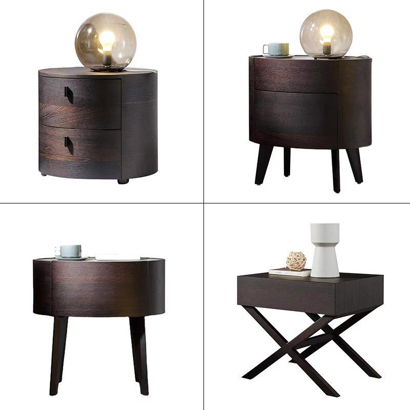 意式极简卧室床头柜北欧现代实木床边储物柜简约创意网红小边柜