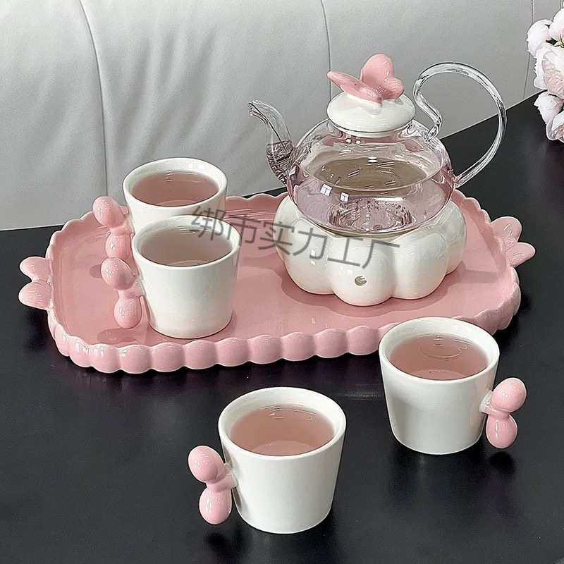 2025新款高颜值玻璃花茶壶套装花草水果茶具蜡烛加热下午茶