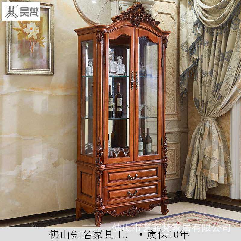 欧式酒柜组合实木玻璃双门展示柜家具装饰柜电视影视墙柜奢华高档