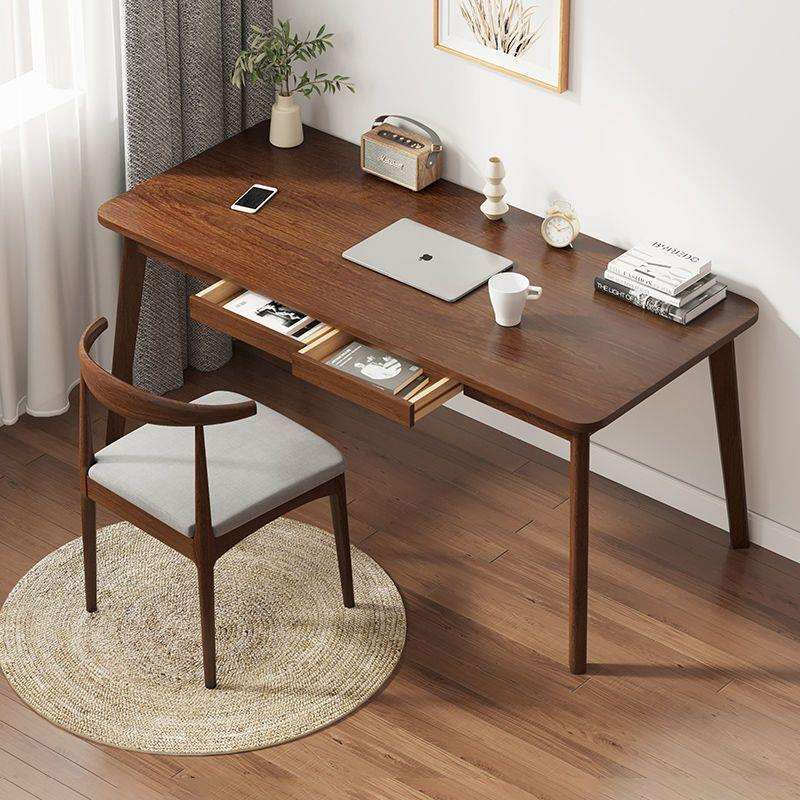 书桌现代简约工作台实木腿电脑桌家用台式办公桌学生学习写字桌子