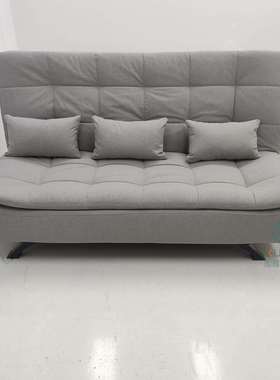 浅灰色布艺折叠双人位客厅小户型阳台一体多功能午休两用沙发床