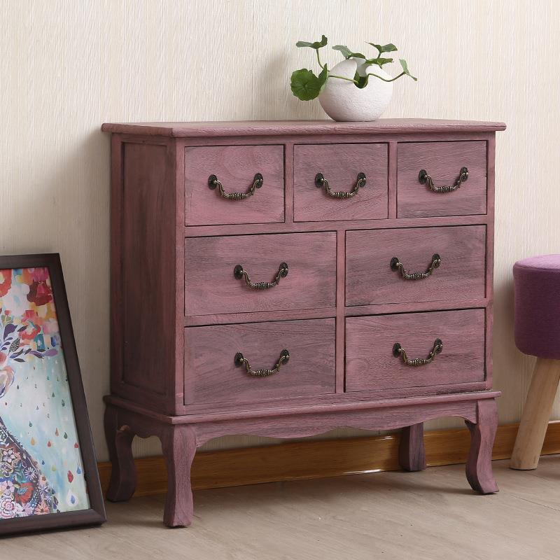 主卧床尾主卧斗柜美式实木网红墙边柜九斗储物柜床头柜客厅靠墙