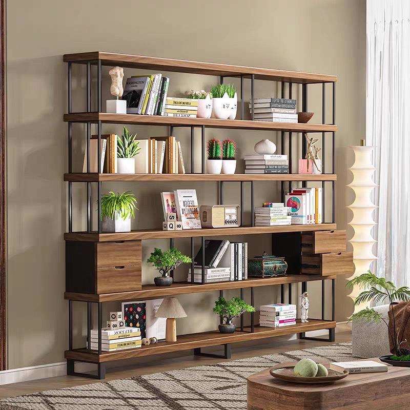 现代简约实木多层置物架客厅收纳架办公室隔断落地书架实用陈列架
