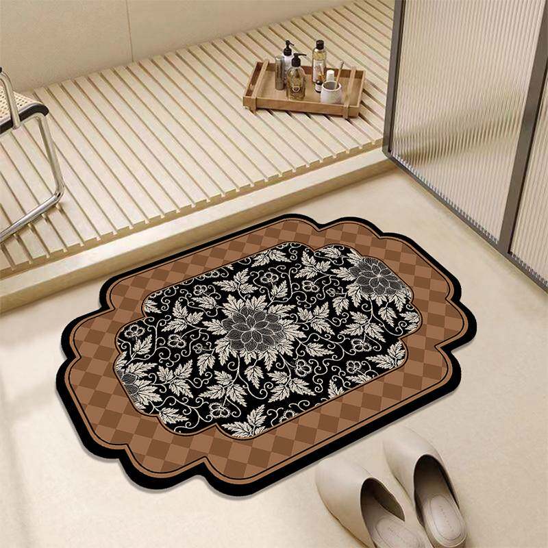 中古风卫生间超强吸水地垫浴室厕所门口硅藻泥防摔速干防滑脚垫子