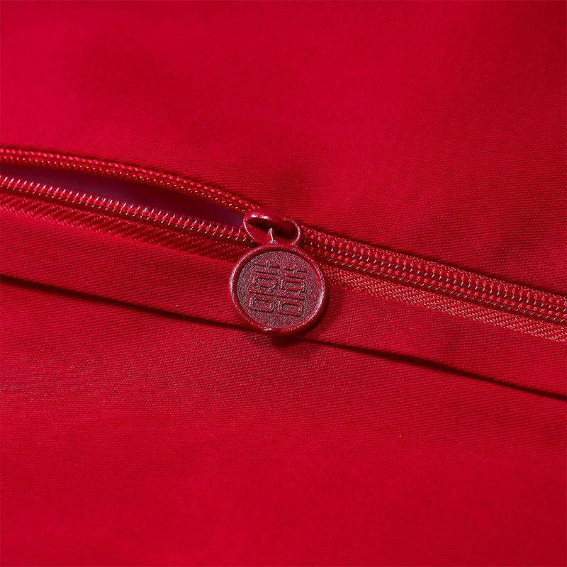 婚庆BJH-WTBZ件套床上四六用品结婚大红色床单喜被纯棉婚床长刺绣